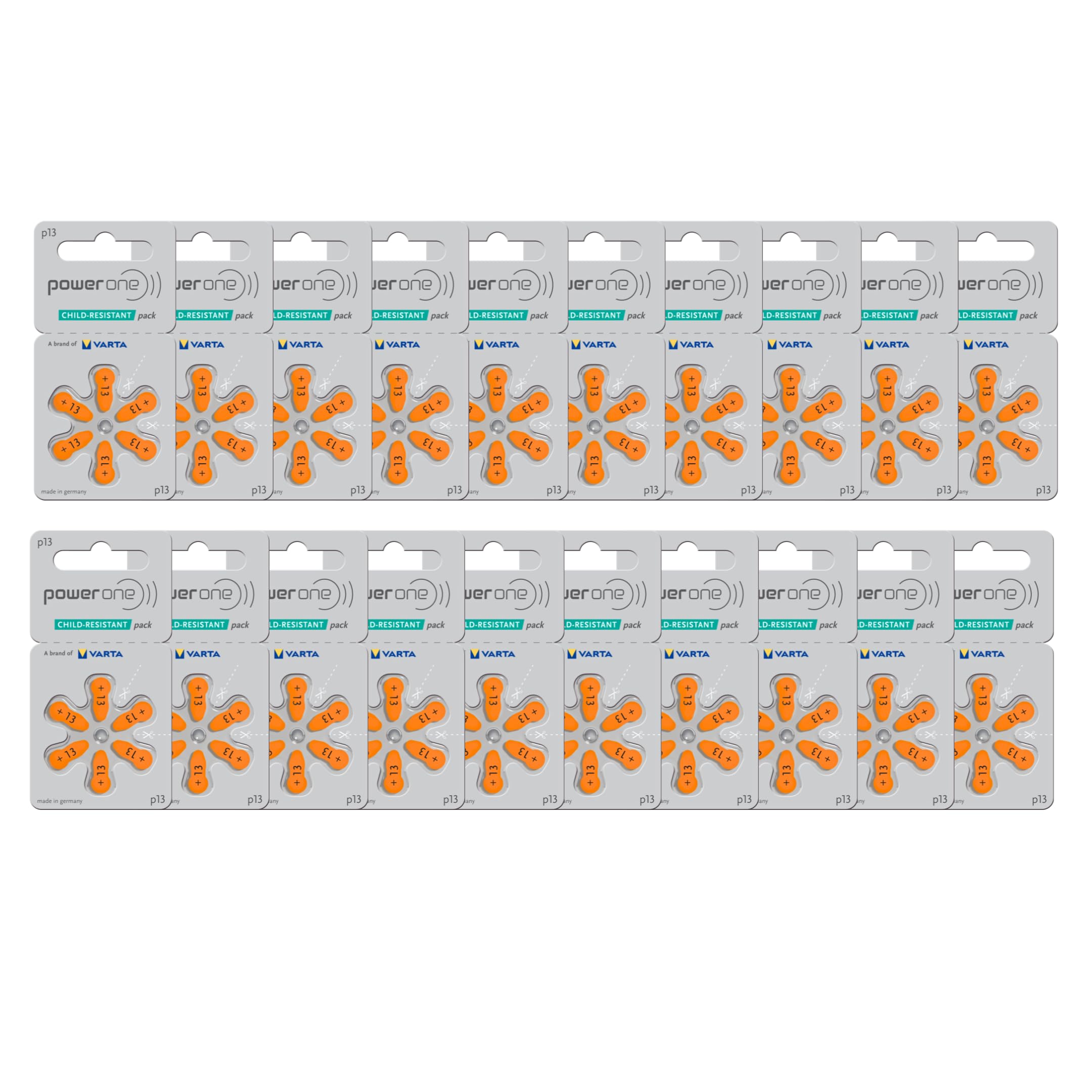 Power One Size 13 Hearing Aid Batteries (120) (p13-120)