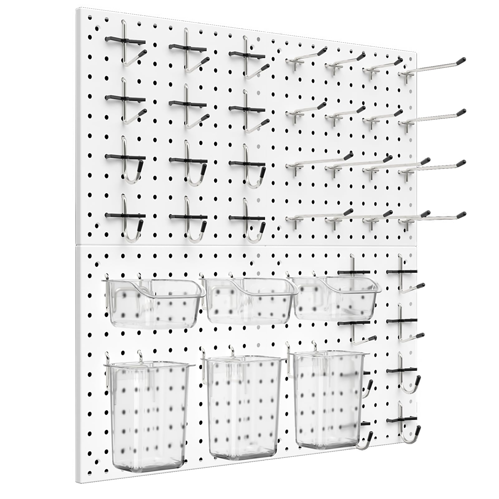 Daanxw Peg Board Kit, Includes Pegboard and Accessories,with Hooks and Bins,Peg Board Wall Organizer for Office,Ornaments Display,Crafts Organization (66, White)