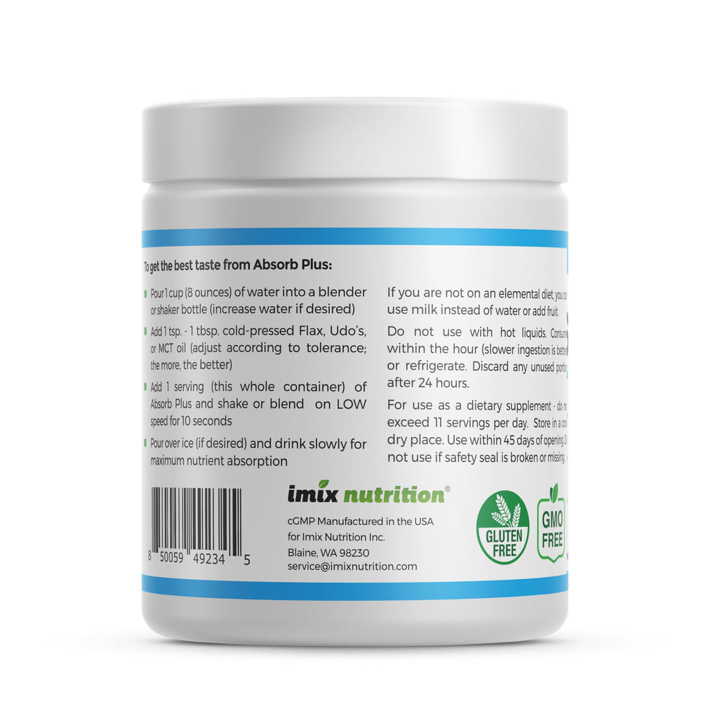 Absorb Plus Isolate Protein - Diet Supplement for Improved Gut Health, Extra Nutritional Support, Non-GMO, Gluten-Free, Lactose-Free, Casein-Free (100 g, Unsweetened Chocolate)