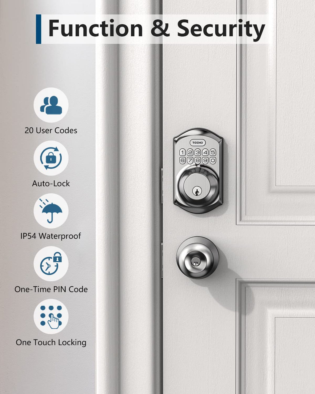 TEEHO TE001 Keyless Entry Deadbolt with Keypad for Front Door, Satin Nickel