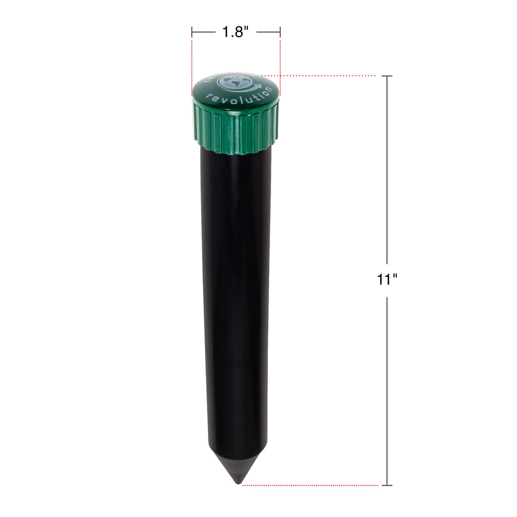 4 Pack Sonic Mole Chaser - Battery Operated Rodent Repeller Stake, Scares Away Moles, Voles, Gophers and Rats by Reusable Revolution (Green & Black)