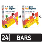 Pure Organic Layered Fruit Bars, Gluten Free, Vegan Fruit Snacks, 2-Flavor Variety Pack (2 Boxes, 24 Bars)