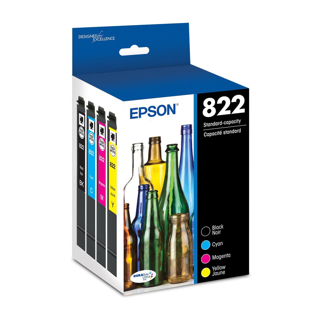 EPSON 822 DURABrite Ultra Ink Standard Capacity Black & Color Cartridge Combo Pack (T822120-BCS) Works with WorkForce Pro WF-3820,3823, 4820, 4830, 4833, 4834