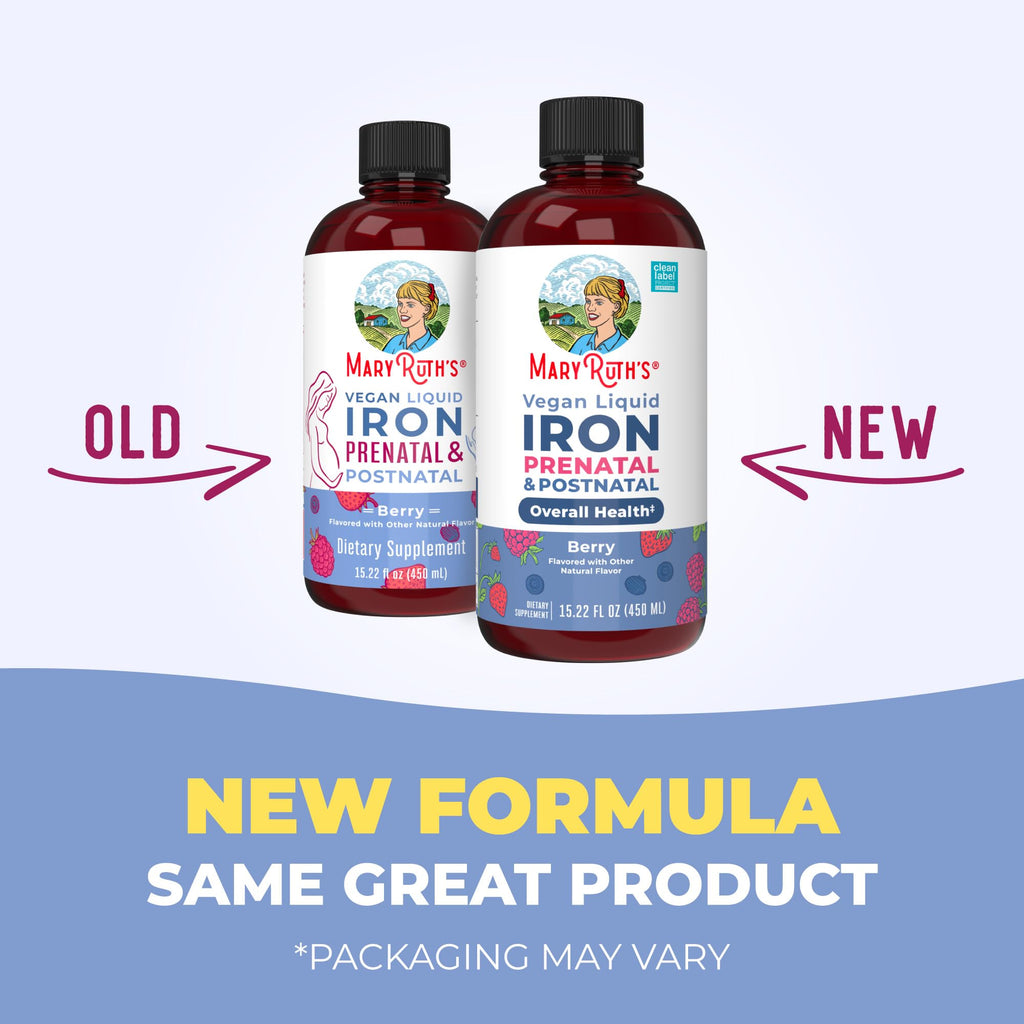 MaryRuth’s Prenatal Postnatal Iron Liquid | Iron Supplement for Prenatal & Postnatal | with Ferrochel | Red Blood Cell Production | Sugar Free | Vegan | Non-GMO | Gluten Free | 15.22 Fl Oz