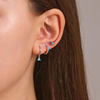NOKMIT 3 Pairs Mini Hoop Earrings Set for Women Turquoise Huggie Hoop Cute Small Sterling Silver Cartilage Earring Ear Cuff for Multiple Piercing (Turquoise, B)