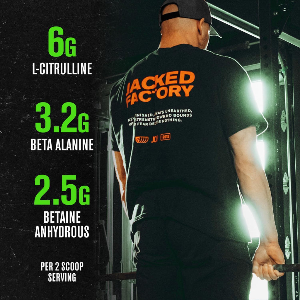 Jacked Factory NITROSURGE Pre Workout Supplement - Endless Energy, Instant Strength Gains, Clear Focus, Intense Pumps - NO Booster & Preworkout Powder with Beta Alanine - 30 Servings, Cherry Limeade