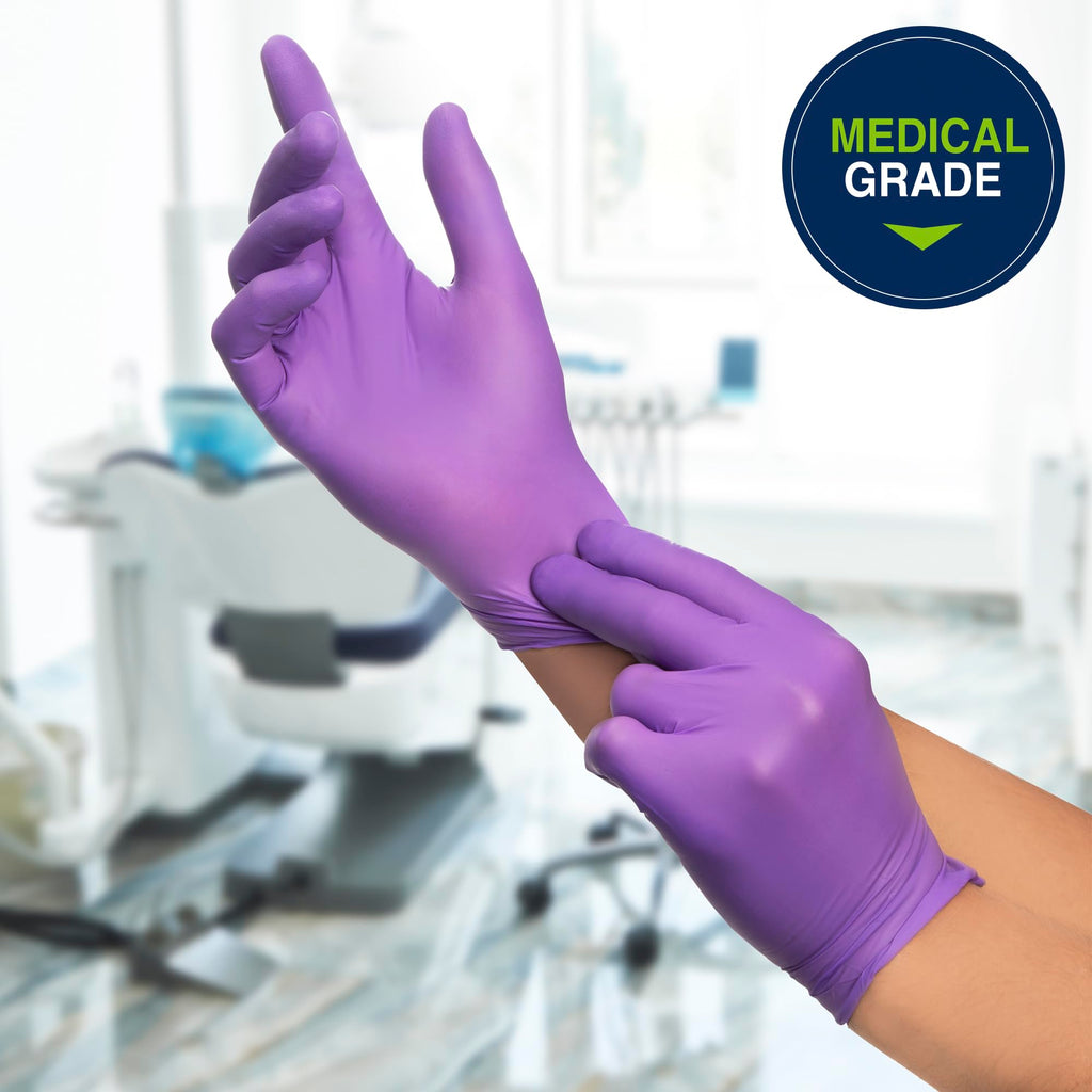 HALYARD PURPLE NITRILE Gloves Powder Free Disposable Medical Exam Gloves Dental Chemo Protection 5.9 mil 9.5 In Cuff Small Size 55081 (1 Box 100)
