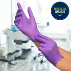 HALYARD PURPLE NITRILE Gloves Powder Free Disposable Medical Exam Gloves Dental Chemo Protection 5.9 mil 9.5 In Cuff Small Size 55081 (1 Box 100)