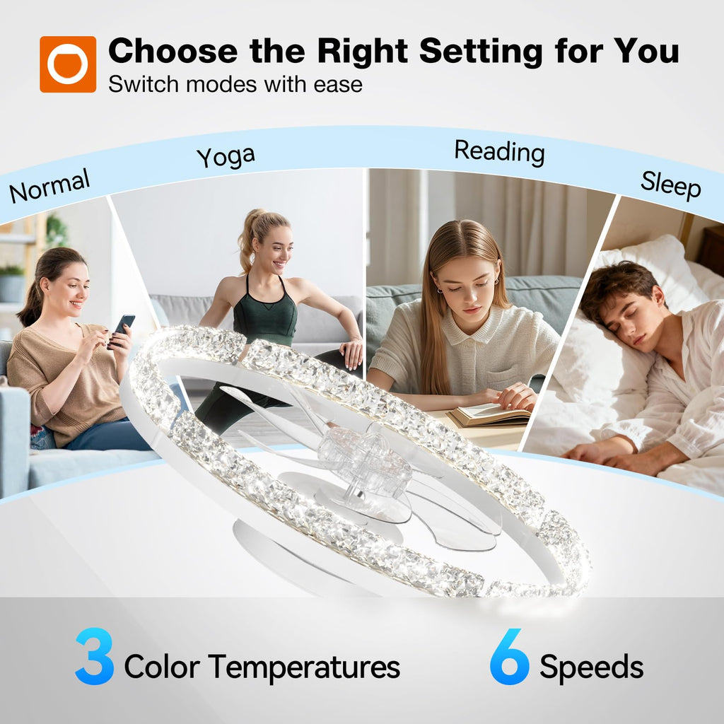 addlon 2 Pack Ceiling Fans with Lights and Remote, 20'' Low Profile Ceiling Fans, 3000-6000K Dimmable Modern Flush Mount LED Fan Light, Fandelier Ceiling Fan for Bedroom, Kitchen, Living Room