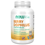 NOW Foods Supplements, BerryDophilus™ with 2 Billion, 10 Probiotic Strains, Xylitol Sweetened, Strain Verified, 120 Chewables, packaging may vary