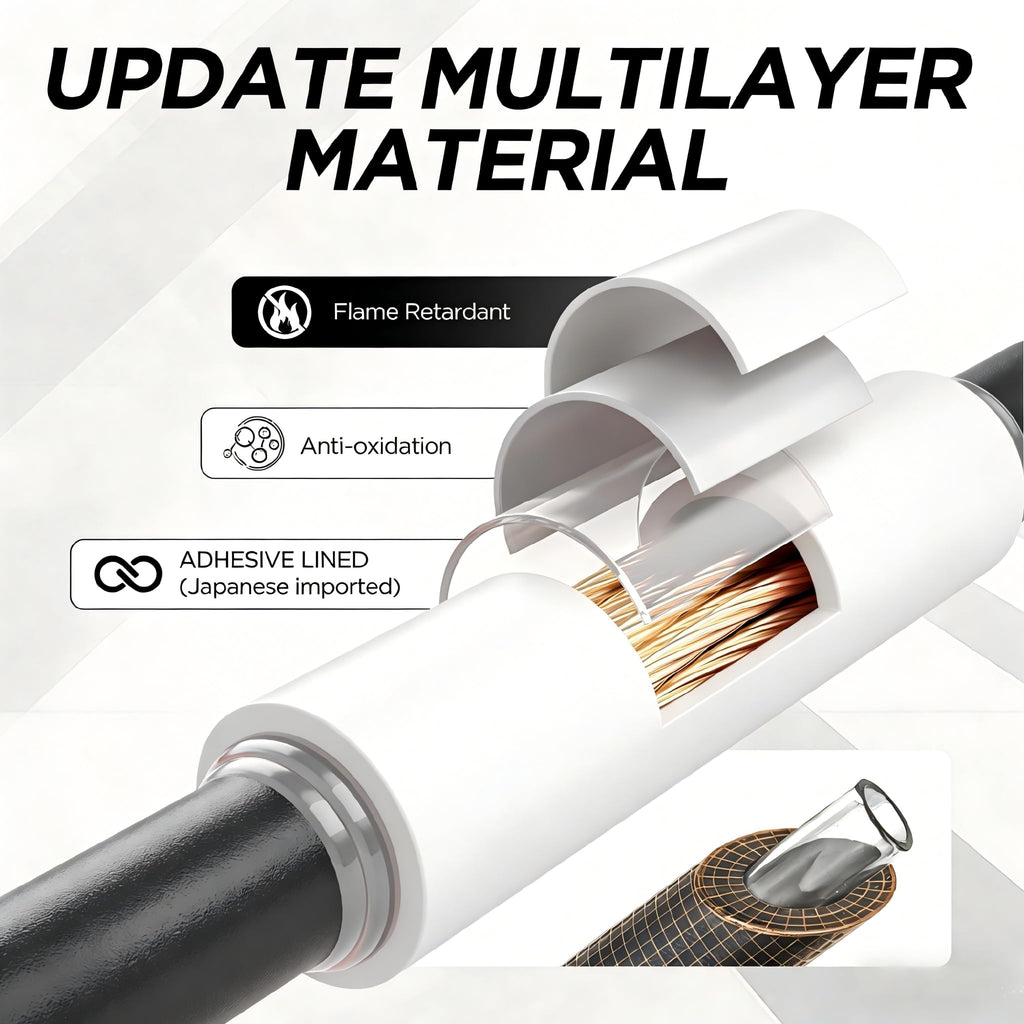 5:1 Heat Shrink Tubing Kit 500 PCS, Industry-Leading 5:1 Ratio Shrink Wrap Tubing Adhesive Lined, Heat Shrink Wire Connectors, Marine Grade Dual Wall, Waterproof Electrical Wire Tube Connectors(White)