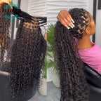 Crochet Human Hair Boho Box Braids with Human Hair Curls Pre-looped Crochet Braids Synthetic Braids with Human Hair Curly for Black Women 18inch 2Pack 80Strands