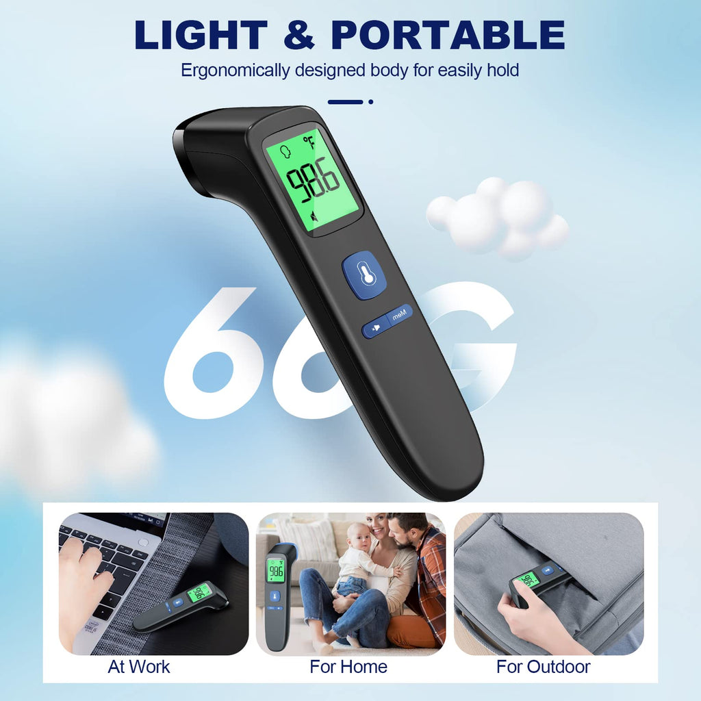 No-Touch Thermometer for Adults, Kids, Babies, 1-Sec Fast Accurate (Black)