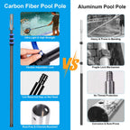 DOBEN Carbon Fiber Pool Pole, 16FT Heavy Duty Telescopic Pool Pole, Universal Extension Pole for Nets, Skimmers, Brushes