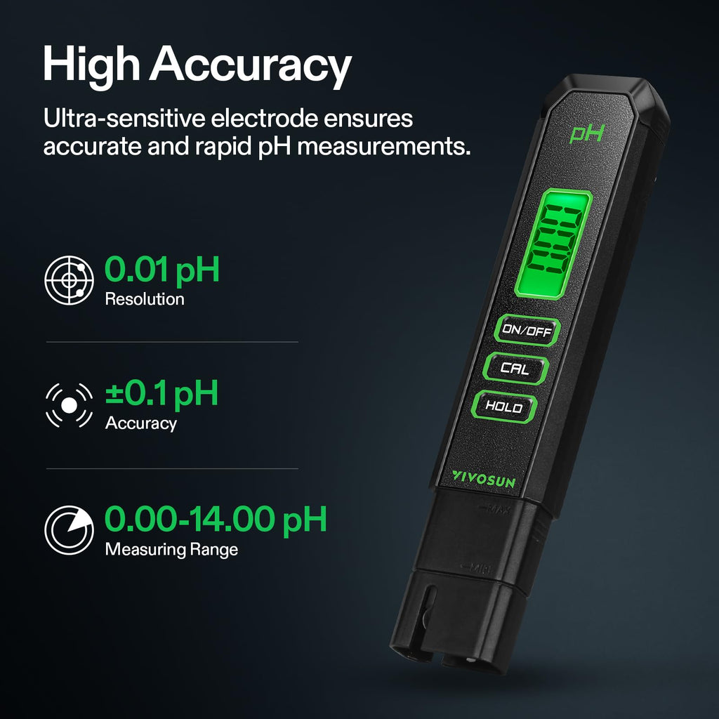 VIVOSUN Digital pH Meter 0.01 Accuracy Pen Tester for Water Hydroponics