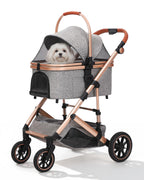 HOVONO Dog Stroller with Detachable Carriers, 3-in-1 Pet Stroller for Two Small to Medium Pets, Lightweight Aluminum Alloy Frame with 4-Wheel Suspension, Foldable Dog & Cat Stroller up to 60 lbs
