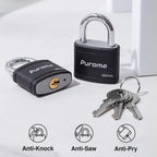 Puroma 4 Pack Keyed Padlock with 6 Keys Alike, 1.1 Inch Locker Lock 40mm Heavy-Duty Locks for Gate Fence Hasp Cabinet Toolbox School Gym Locker (Black)