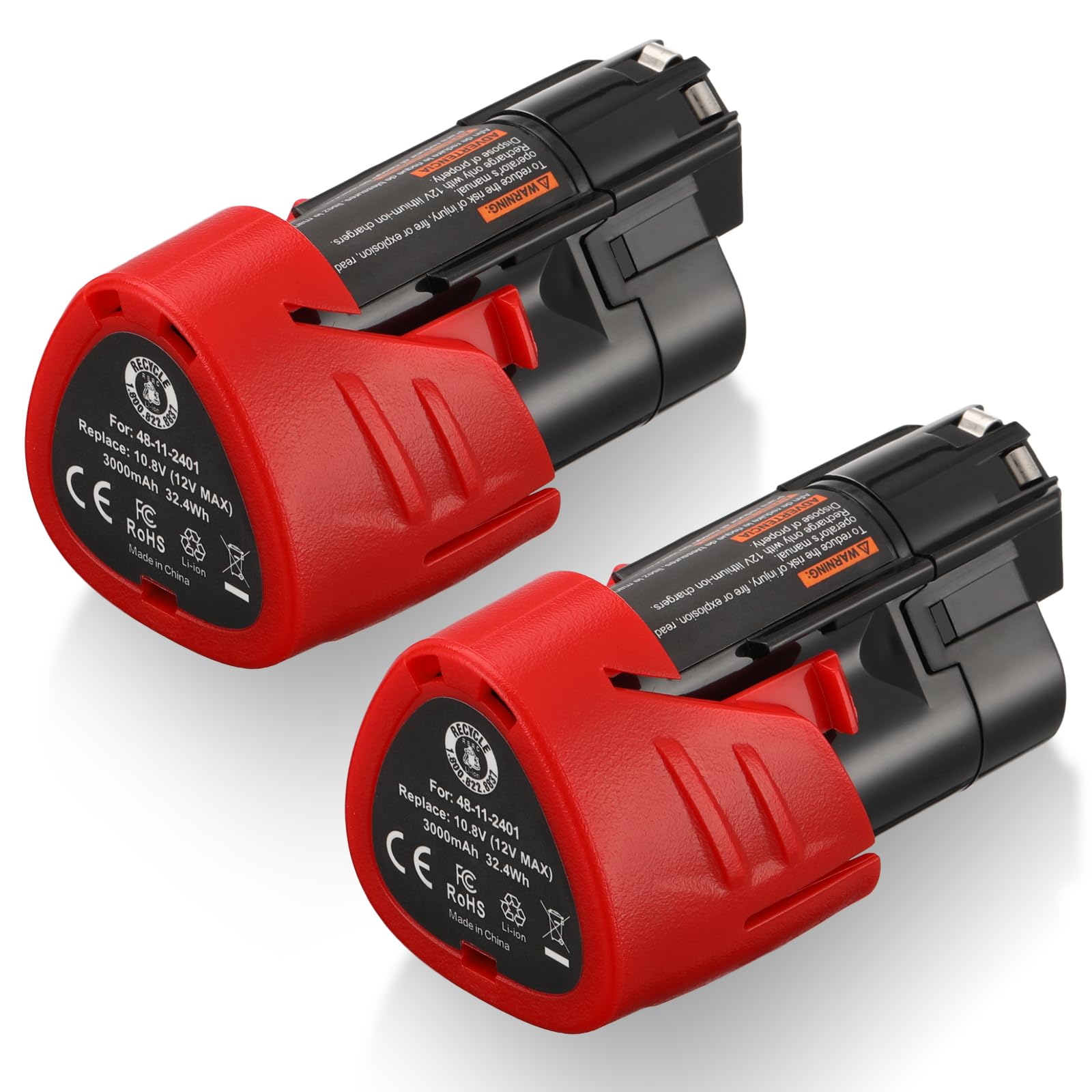 UTRBATT 2 Pack 12V 3.0Ah M12 Replacement Battery for Milwaukee Lithium-ion Battery Compatible with M12 48-11-2411 48-11-2420 48-11-2401 48-11-2402 12-Volt Cordless Tools