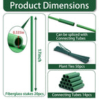 Garden Stakes 17Inch 20Pcs HOUNANG Adjustable Length Plant Support Stakes