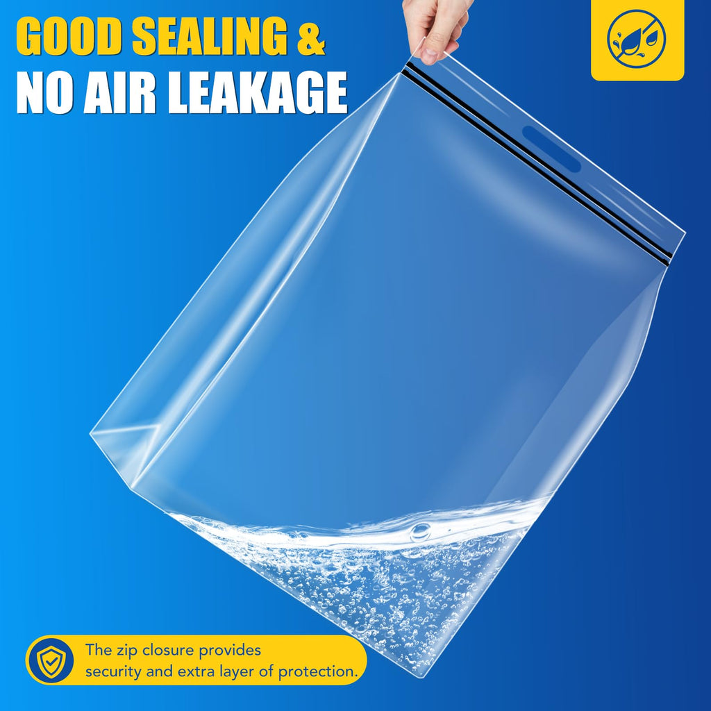 BURVAGY 10 Gallon Extra Large Bags for Storage, 24"x 20”Resealable Clear Bags with Handle, 4 Mil Thick,XL Heavy Duty for Clothes Pillow Travel Organization Moving, Double Zipper Seal, 12 Pack