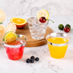 Goodluck 50PCS 9oz Plastic Cups for Party, Disposable Silver Plastic Cups