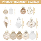MoonXmas 34PCS Champagne/White Christmas Ball Ornaments Set for Tree Decor