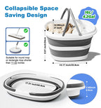 Collapsible Bucket 16L with Handles, Cleaning Mop Bucket Space Saving Foldable Silicone Tub for Laundry Storage Camping, Portable Wash Basin for Home & Car, 4.2 Gallon Compact Utility Plastic Bucket