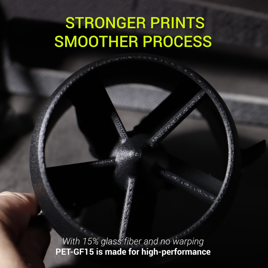 Polymaker Fiberon PET-GF15 Glass Fiber PET Filament 1.75mm, Black, 3kg