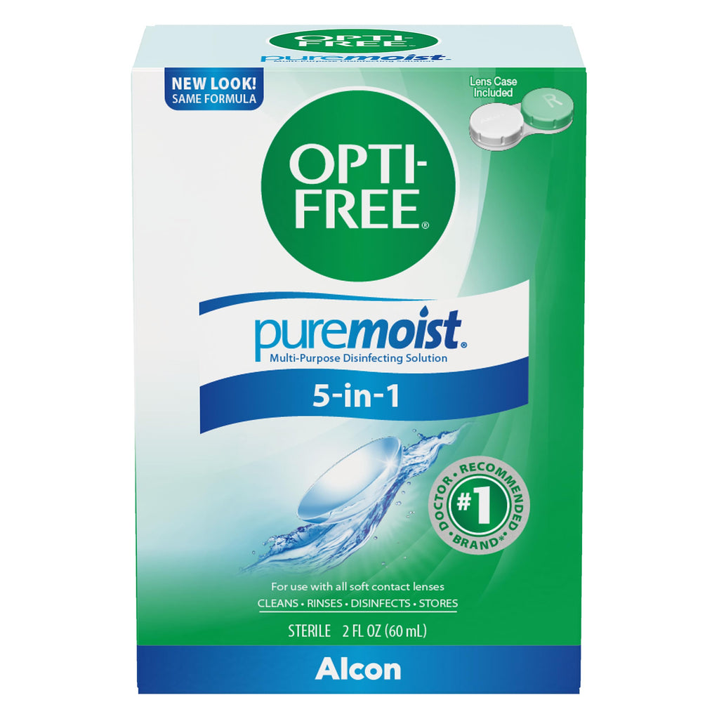 Opti-Free Puremoist Multi-Purpose Contact Lens Cleaning and Disinfecting Solution with Lens Case, 2 Fl Oz (Pack of 1)