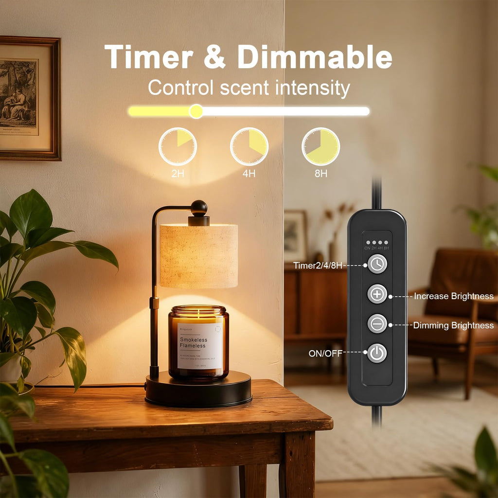 Bingyouth Candle Warmer Lamp with Timer, Adjustable Height Wax Melt Warmer