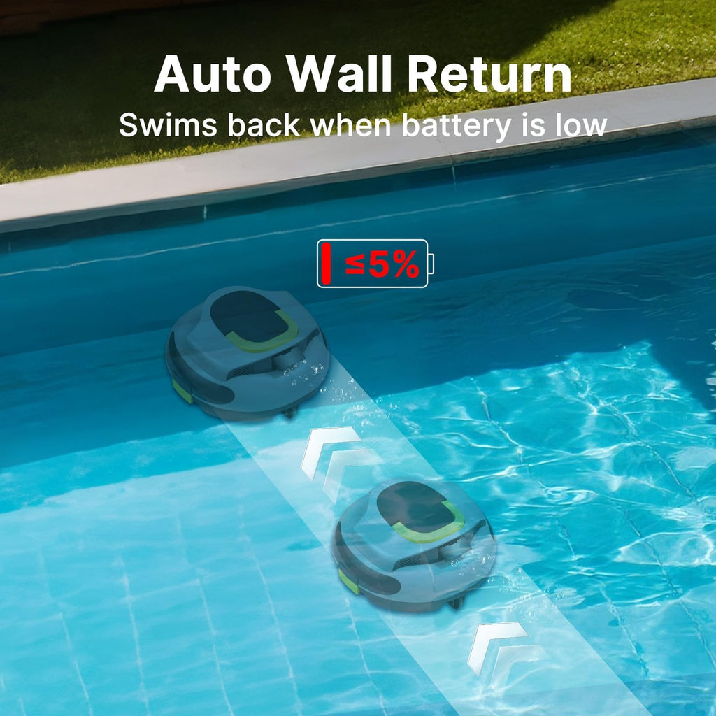 POOLPURE Pool Cleaner, 5000mAh Battery, 100 Minutes Runtime, 1000 Sq Ft Coverage, Automatic Cleaner (Yellow Gray)