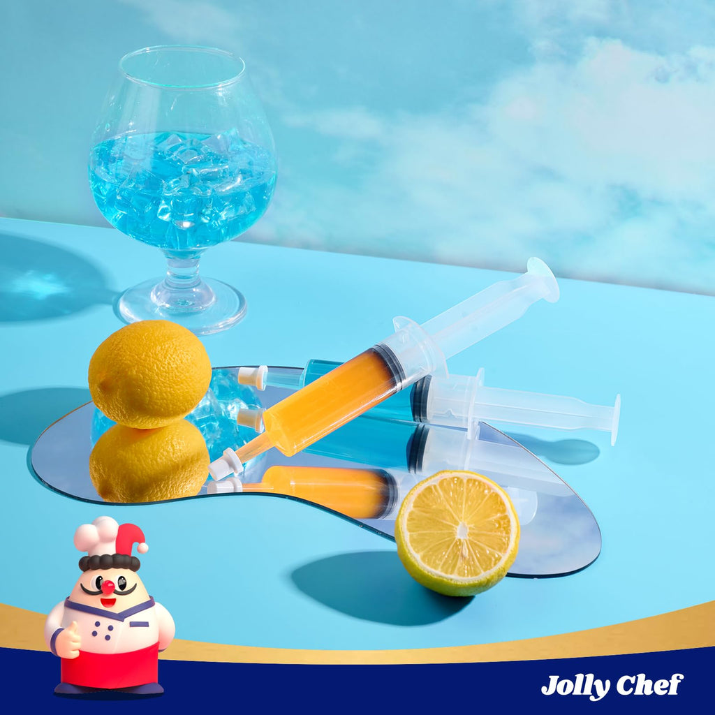 JOLLY CHEF 50 Pack Jelly Shot Syringes with Lid 1.5 oz Medium Containers