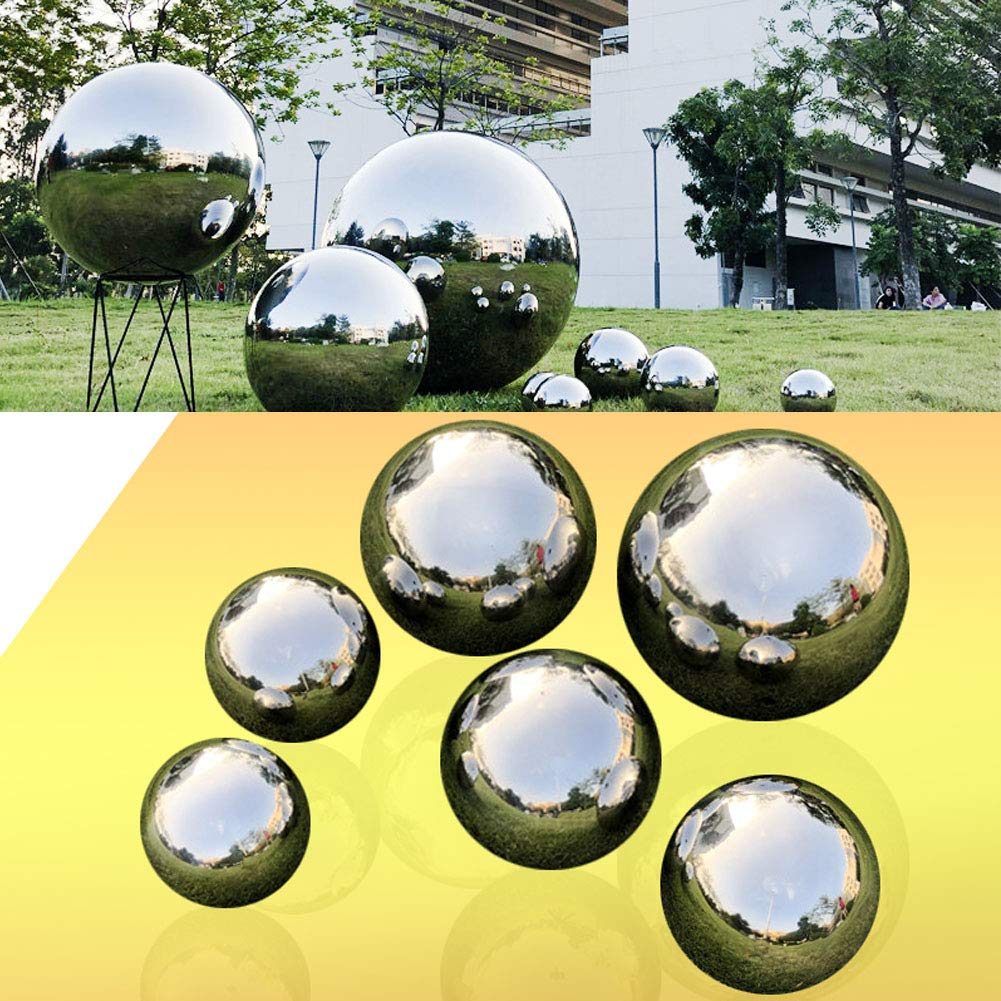 HomDSim 30 cm/12 inch Diameter Gazing Globe Mirror Ball,Silver Stainless Steel Polished Reflective Smooth Garden Sphere,Colorful and Shiny Addition to Any Garden or Home