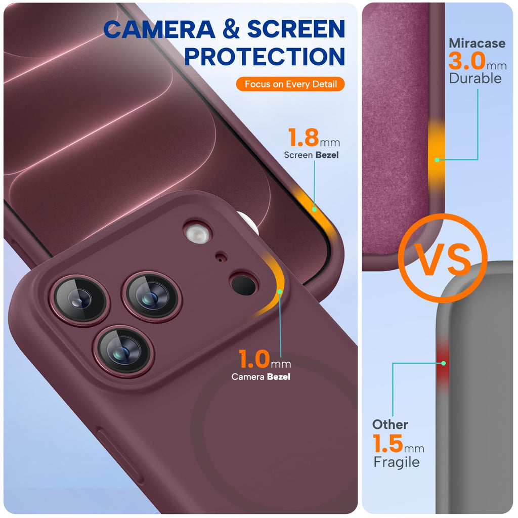 Miracase Silicone & Magnetic for iPhone 18 Pro Max Case, Burgundy
