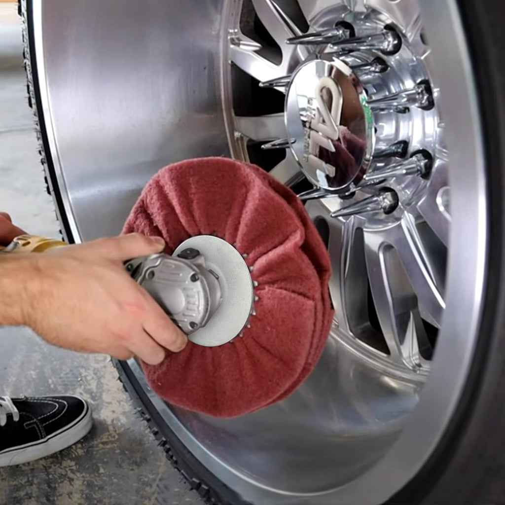 QZATTCAEN 8" Non-Woven Airway Satin Buffing Wheel, 5/8" Arbor Hole | Surface Prep Wheel for Angle Grinder, Ideal for Sanding & Polishing Aluminum, Stainless Steel - 4 PCS