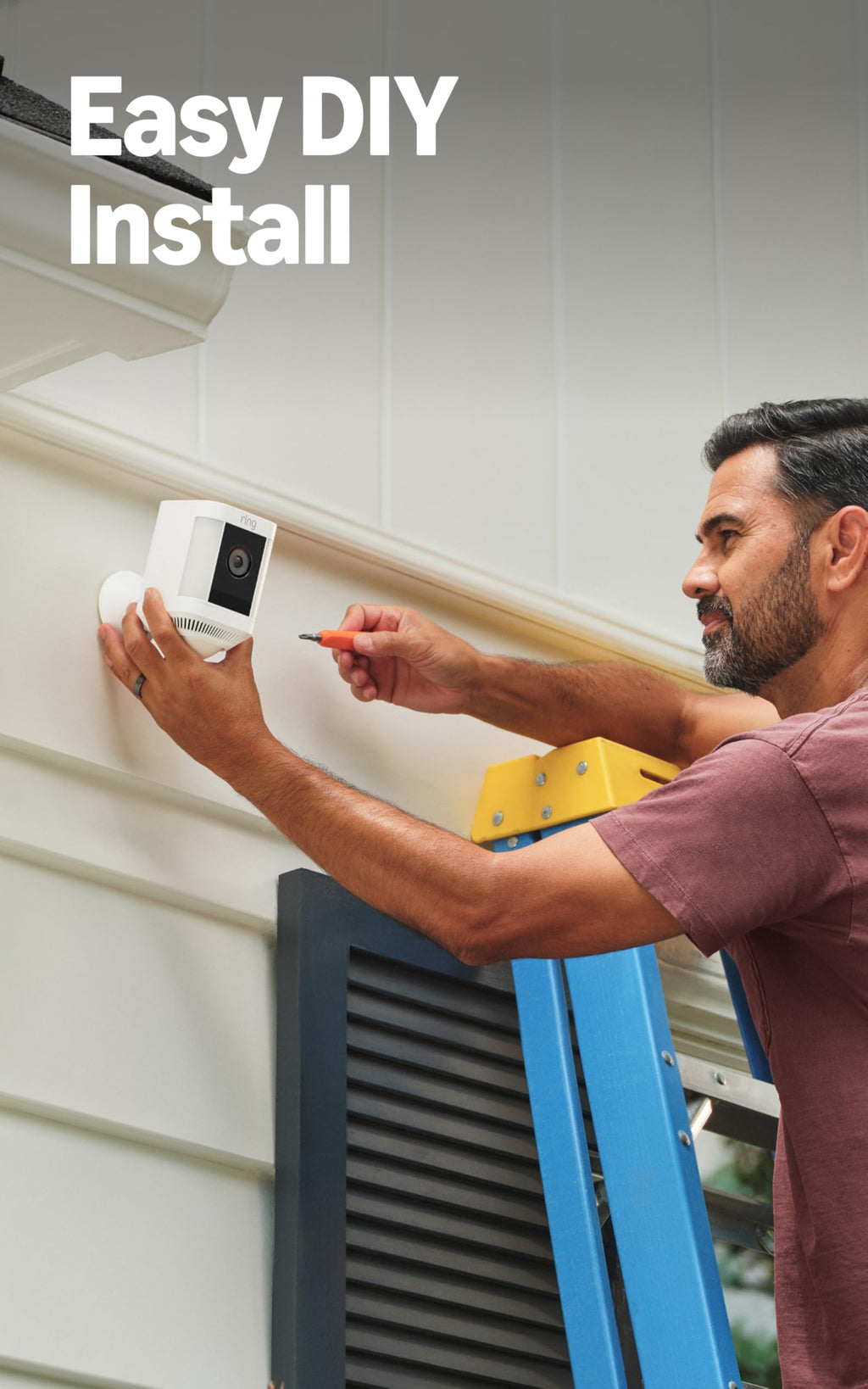 Ring Spotlight Cam Plus, Battery, Home or business security with HD video, Two-Way Talk, Color Night Vision, and Security Siren, White