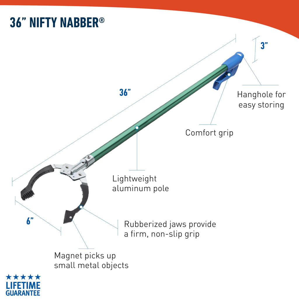 Unger Professional 36” Nifty Nabber, Reacher Grabber Tool, Trash Picker Upper, Built-In Magnet and Ergonomic Grip, Outdoor Claw Pickup for Yard Clean Up, Reaching Assist for Seniors