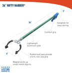 Unger Professional 36” Nifty Nabber, Reacher Grabber Tool, Trash Picker Upper, Built-In Magnet and Ergonomic Grip, Outdoor Claw Pickup for Yard Clean Up, Reaching Assist for Seniors