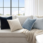 MIULEE Faux Fur Plush Decorative Throw Pillow Covers 18x18, Navy Blue