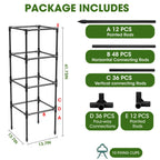 MQHUAYU 3 Pack Tomato Cages, Square Tomato Plant Stakes Support Cages Trellis for Garden Climbing Vegetables Flowers Fruits,Extra Bold,Black