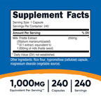 Nutricost Milk Thistle 1,000mg Equivalent from 250mg of 4:1 Extract Per Serving, 240 Capsules for 240 Servings Per Bottle (2 Pack) - Vegan, Non-GMO and Gluten Free