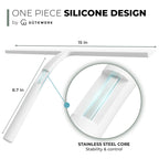 GÜTEWERK Silicone Shower Squeegee for Glass Doors & Mirrors with Stainless Steel Core, Streak-Free & No-Squeak Window Cleaning, 3-in-1 No-Drill Mount (Hook/Suction/Adhesive),White, 15 Inches