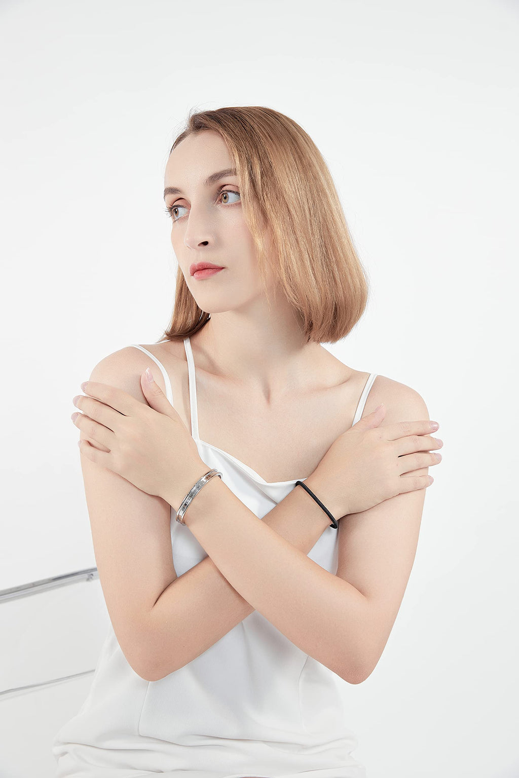 Zuo Bao Hair Tie Bracelet Stainless Steel Grooved Cuff Bangles for Women (4 Colors/Set)