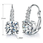 Dwearbeauty Earrings for Women, 18K White Gold Plated Earring Hypoallergenic Round Cut Cubic Zirconia Drop Dangle Earrings wedding Bridal Earring for Women Prong Setting
