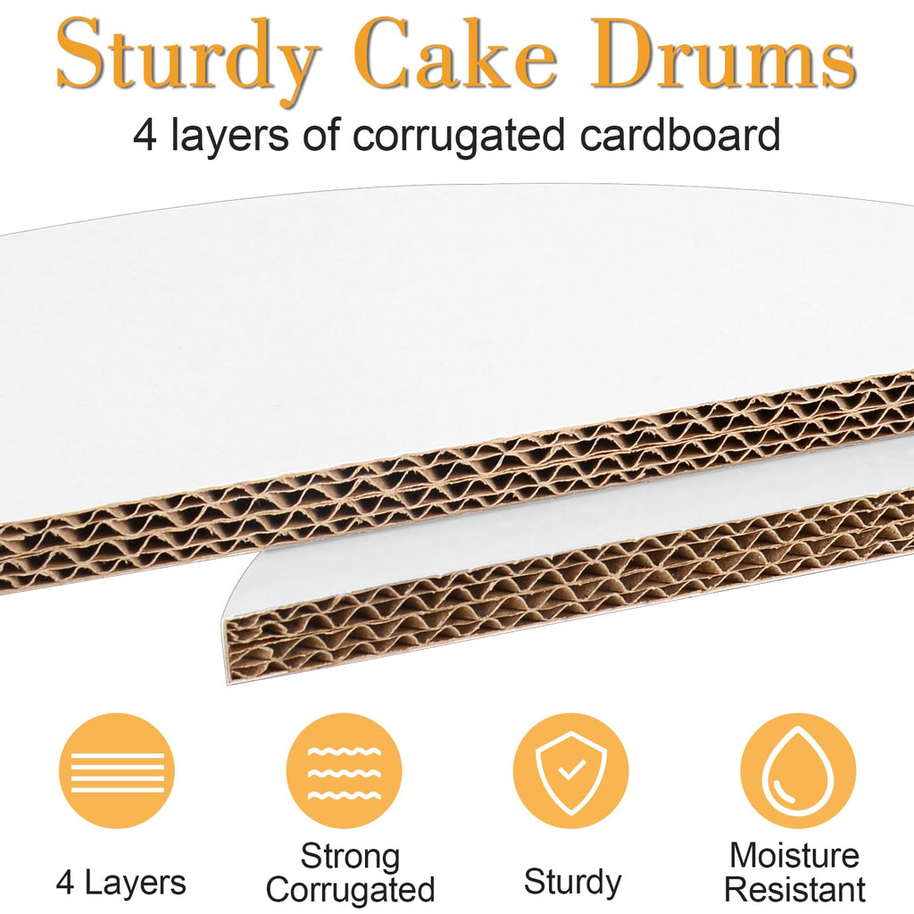 12 PCS Cake Drums 10 Inch, 10inch Drum, Cake Boards 10 Inch Round, 1/2" Thick Cardboard, Sturdy Circle, Base para Pastel Cardboard Base White Cake Boards for Wedding