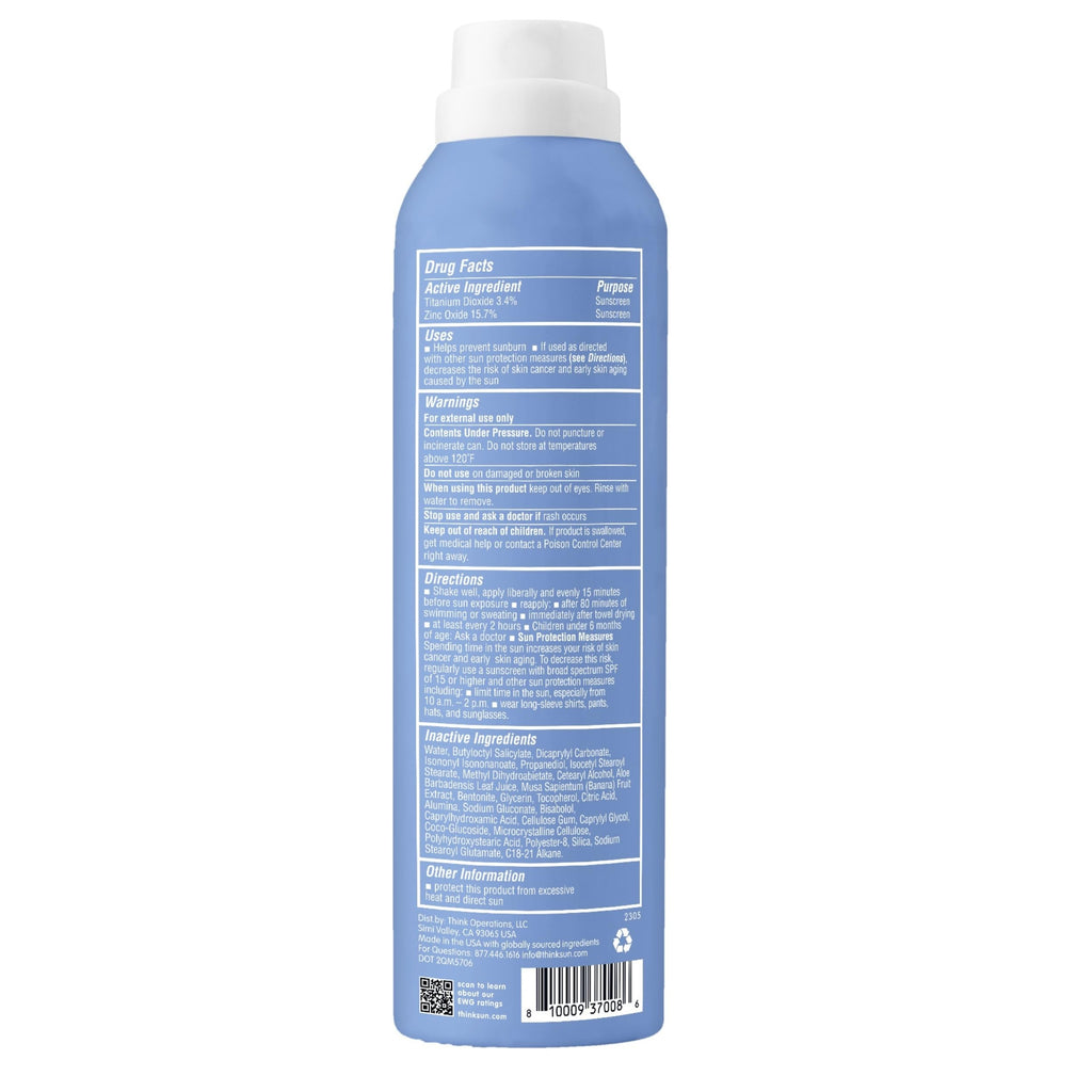 Thinksport SPF 50+ Mineral Sunscreen Spray, All Sheer, 6 Fl Oz – Natural, Water Resistant Body Sun Protection, Vegan & Reef Safe