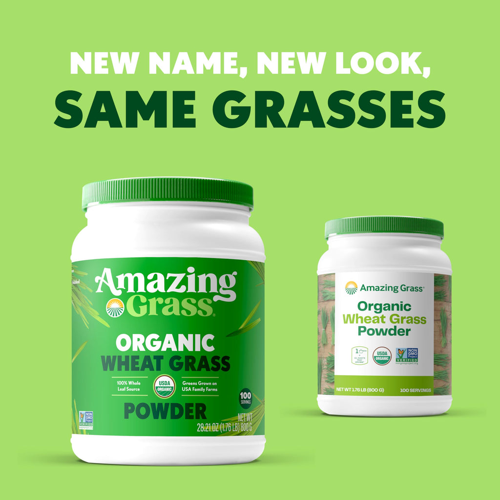 Amazing Grass Wheat Grass Powder: 100% Whole-Leaf Wheat Grass Powder for Energy, Detox & Immunity Support, Chlorophyll Providing Greens, 100 Servings