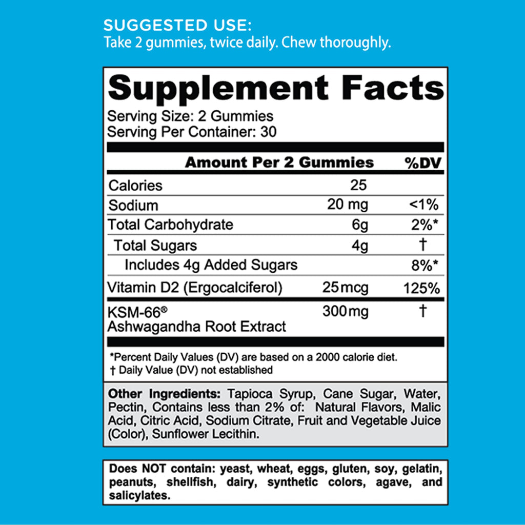 Goli Ashwagandha Gummies with KSM-66 and Vitamin D - Premium Root Extract - Vegan, Non-GMO - Mixed Berry Flavor - 60 Count (2-Pack, 120 Total)