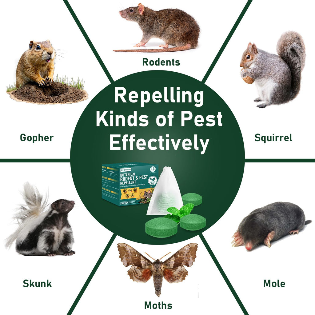 Natural Mice & Rat Deterrent‌ for Indoor/Outdoor Use - 28 Packs, Peppermint Oil Moth Balls for Rodents Repellent, Family & Pet-Safe, Long-Lasting Mouse Control for Squirrels, Skunks, Chipmunks‌