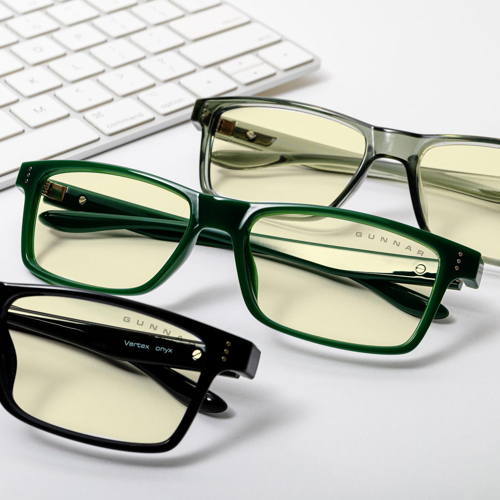 GUNNAR - Premium Reading Glasses - Blocks 35% Blue Light - Vertex, Onyx, Clear Tint, Pwr +2.0
